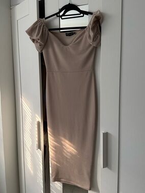 gold glitter plisse ruched one shoulder midi dress Petal and Pup Kiki One Shoulder Midi Dress
